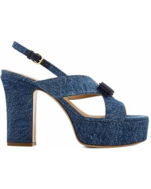 Ferragamo Vara Plateau-Sandalen Mit Schleife - Blau