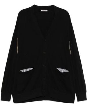 Undercover Zipper-Embellished Cotton Cardigan - Black