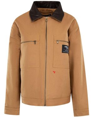 HOMMEGIRLS Lambskin-Collar Cotton Jacket - Brown