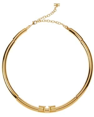 Elisabetta Franchi Cylindrical logo necklece - Metálico