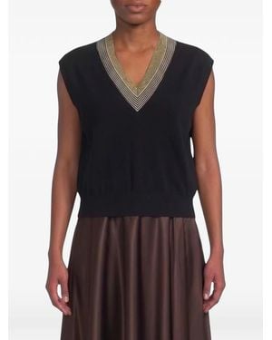 Brunello Cucinelli Striped V-Neck Sweater Vest - Blue