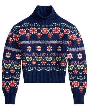 Polo Ralph Lauren Pull À Col Montant Et Fleurs En Intarsia - Blue