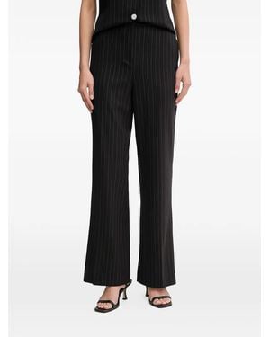 DKNY Pinstripe Wide-Leg Pants - Black
