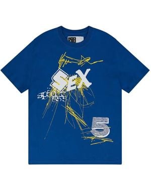 Sp5der Graphic-Print T-Shirt - Blue
