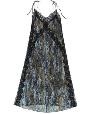 Bimba Y Lola Snake-Print Lace-Trimmed Midi Dress - Grey