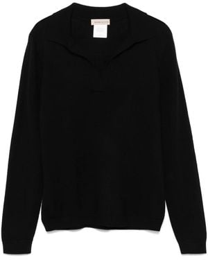 Blanca Vita Virgin Wool Polo Top - Black