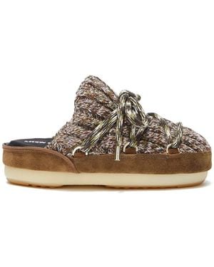 Moon Boot Knit Lace-Up Mules - Brown