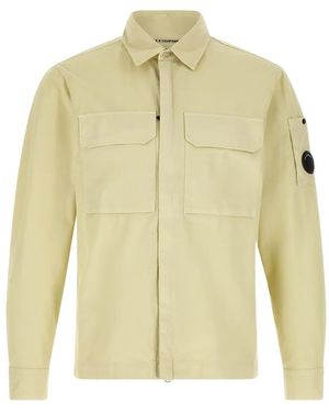 C.P. Company Surchemise Zippée À Rabat En Gabardine Biologique - Yellow