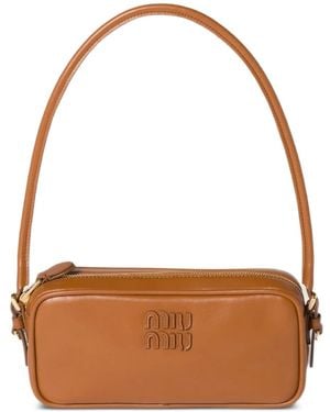 Miu Miu Borsa Mini Con Placca Logo - Marrone