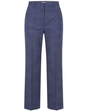 Max Mara Virgin-Wool Straight-Leg Pants - Blue