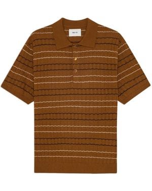 NN07 Striped Short-Sleeve Polo Shirt - Brown
