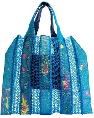 Bielo Openwork-Knit Tote Bag - Blue
