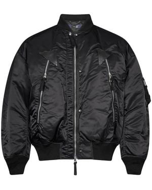Comme des Garçons Veste Bomber À Détails En Cuir - Noir