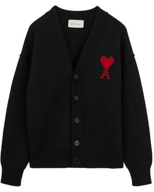 Ami Paris Ami De Coeur Cardigan - Black