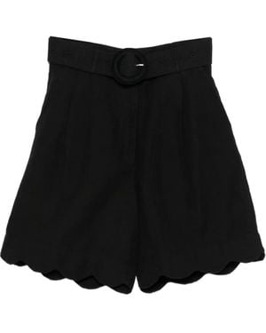 Scarlett Poppies Basica Scalloped-Trim Shorts - Black