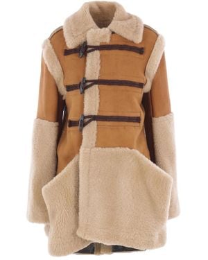 Sacai Toggle Mouton Coat - Natural