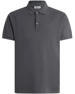 Bally Embroidered-Logo Polo Shirt - Grey