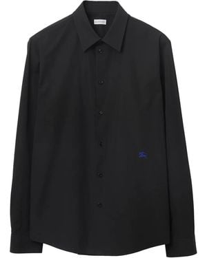 Burberry Ekd-Embroidered Cotton Shirt - Black