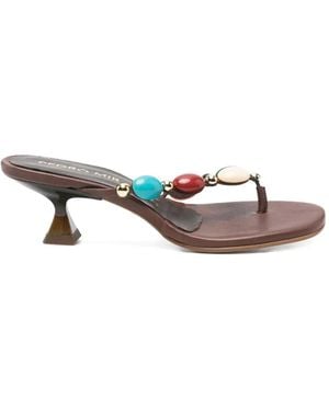 Pedro Miralles Bead-Embellished Thong Sandals - White