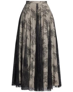 Erdem Floral-Lace A-Line Skirt - Grey