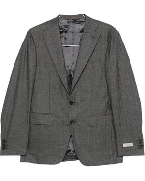 Canali Herringbone-Pattern Wool Suit - Grey