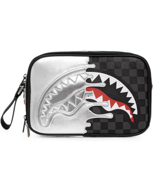 Sprayground Karierte Shark Mouth Kosmetiktasche - Schwarz