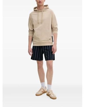 BOSS Pinstripe Drawstring Shorts - Natural