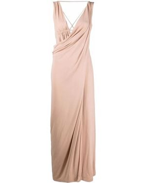 Alberta Ferretti Pink Draped Crossover-detail Dress