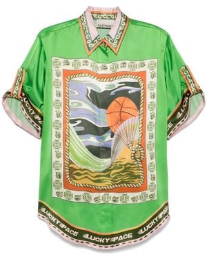 ALÉMAIS Lucky Pace Silk Shirt - Green