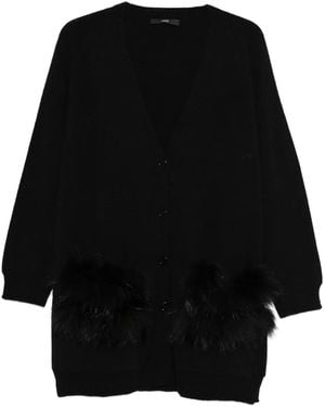 SAPIO Gebreid Vest Met Bontzak - Zwart