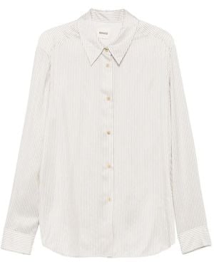 KHAITE Stripe-Pattern Long-Sleeve Shirt - White