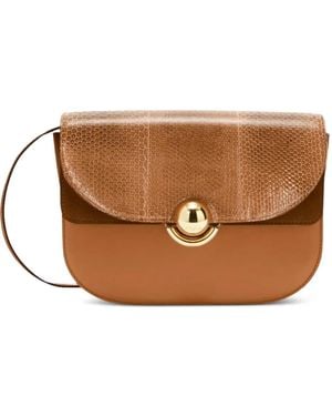 Furla Sfera Snakeskin-Effect Paneled Tote Bag - Brown