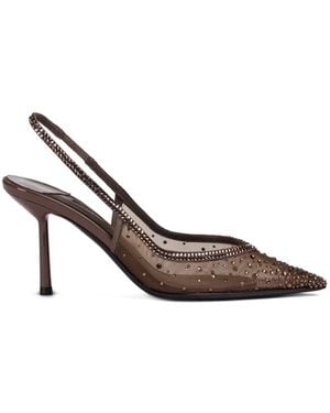 Le Silla 90Mm Nicole Crystal-Embellished Slingback Pumps - White