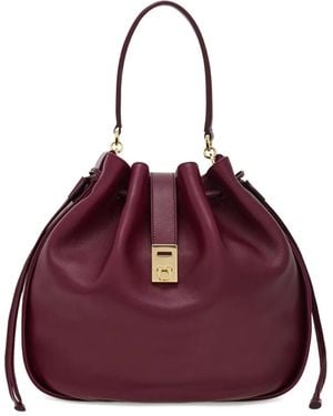 Ferragamo Drawstring Gancini-Detail Bucket Bag - Purple