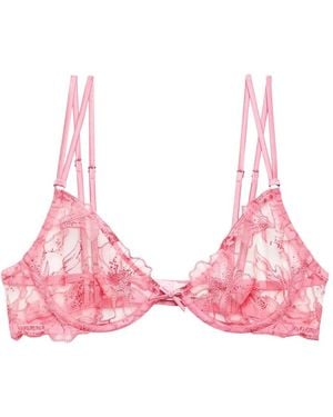 Fleur du Mal Soutien-Gorge À Fleurs Brodées Et Volants - Pink