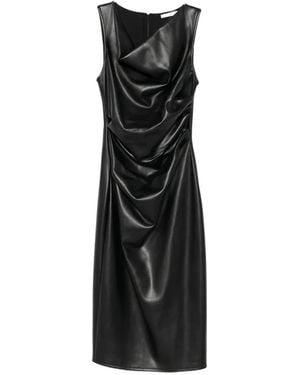 Patrizia Pepe Draped Coated-Finish Dress - Black