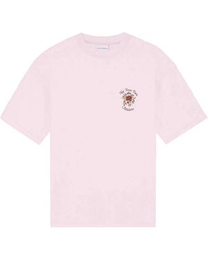 Drole de Monsieur Ribbed Rose-Print T-Shirt - Pink