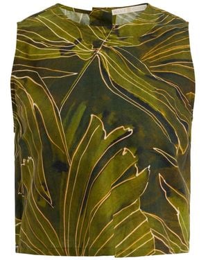 Marie Oliver Fallon Leaf-Print Top - Green