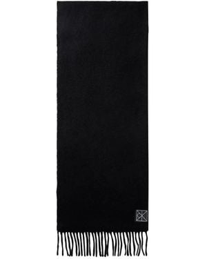 Calvin Klein Sciarpa Con Logo E Frange - Nero