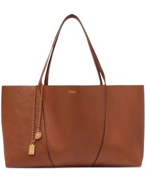 Chloé Chain-detail leather shoulder bag - Marrón