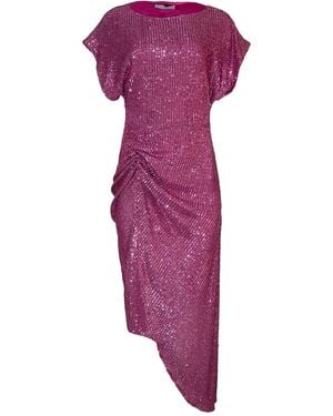 In the mood for love Sequin Draped Midi Dress - Purple