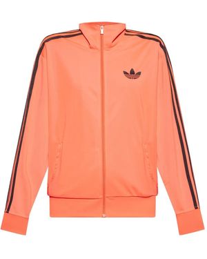 adidas Firebird Three-Stripe Zip-Up Sweatshirt - Orange