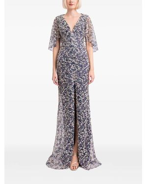 Gemy Maalouf Beaded Cape Dress - White