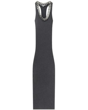 Stella McCartney Falabella Chain-Link Ribbed-Knit Maxi Dress - White