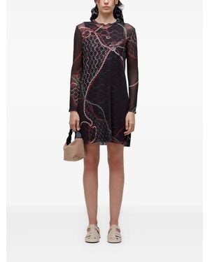 Osklen Printed Long-Sleeve Mini Dress - Black