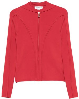 Victoria Beckham Zip-Front Paneled Cardigan - Red