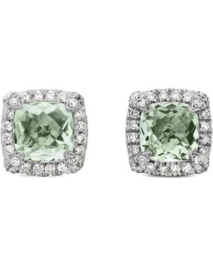 David Yurman Petite Chatelaine プラジオライト＆ダイヤモンド ピアス 5Mm スターリングシルバー - グリーン