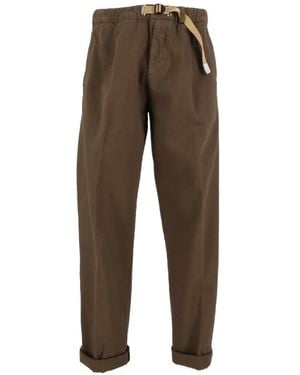 White Sand Belted Selvedge Pants - Brown