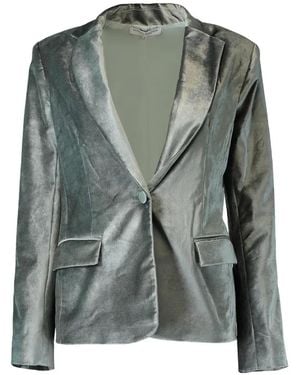 Susan Bender Single-Breasted Velvet Blazer - Green