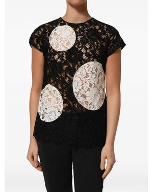 Dolce & Gabbana Polka-Dot Lace Blouse - Black